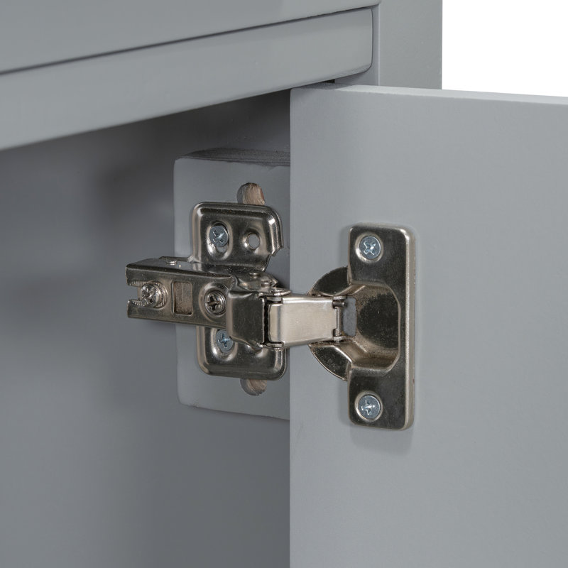 Meuble-lavabo simple autoportant de 20 po avec lavabo en céramique et porte à fermeture en douceur, Gris