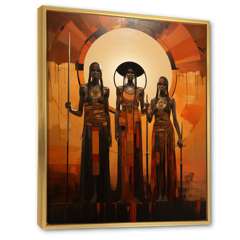 Impression sur toile «Klaeo Native American Art Tribal Vision I», H 32 po x l 16 po x P 1 po, Cadre flottant doré