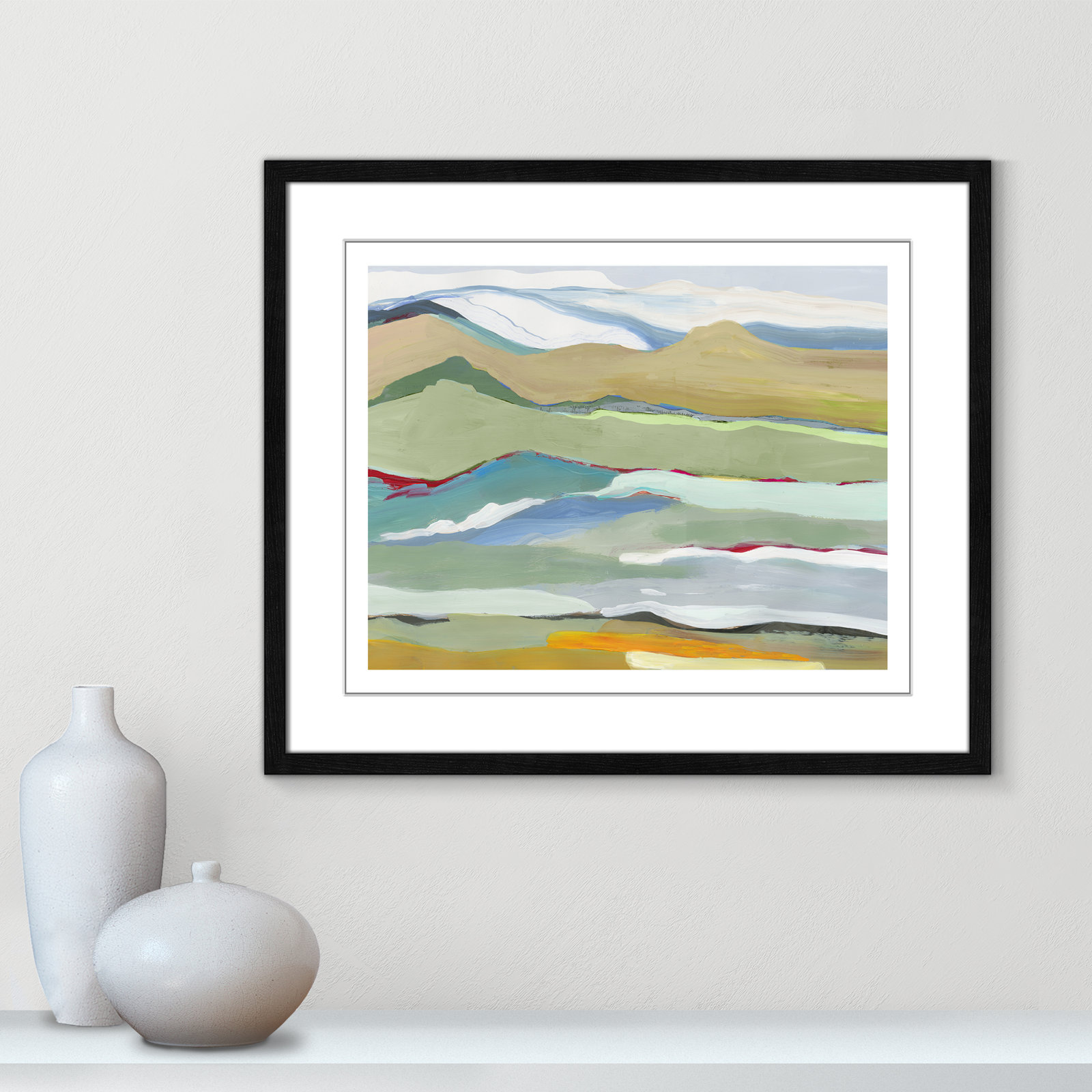 Dee "Goodbye Summer on the Hills" Painting, Black Wood Framed, 21.5" H x 25.5" W x 0.75" D