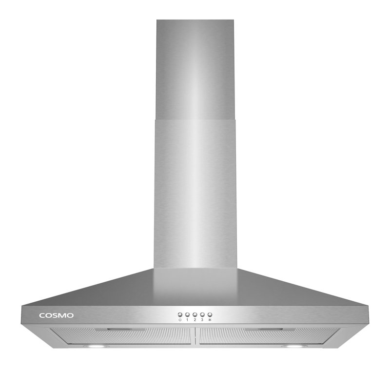 Cosmo 30 in. Nebula Collection 250 CFM Ducted Wall Mount Range Hood, Button Control, LED Lights, Mesh Filters, Stainless Steel