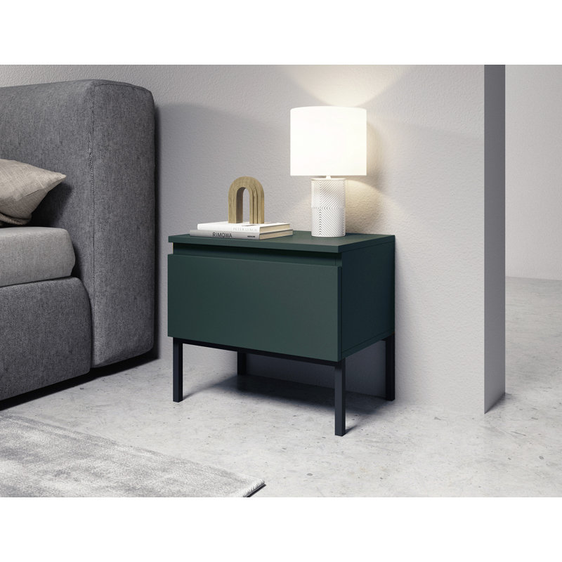 Auburntown 49cm W Manufactured Wood Bedside Table, Dark Green 