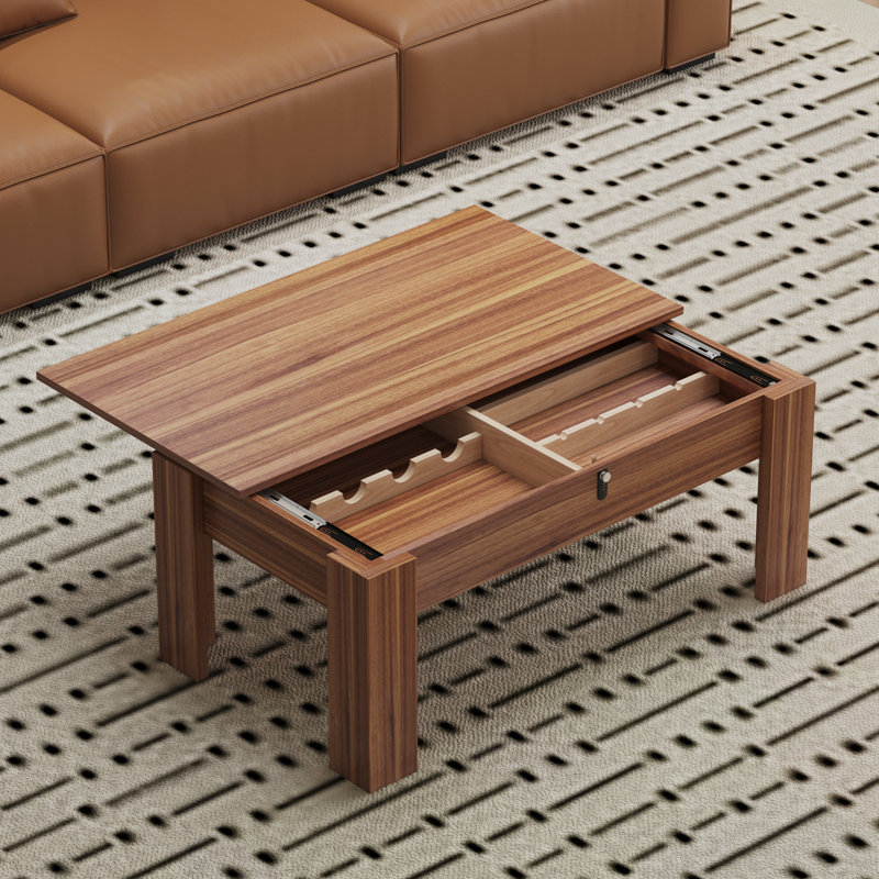 35" Rectangle Coffee Tables With Storage For Firearms And Wine, Small Table With Password Lock