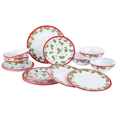 18 Piece Melamine Holly Dinner Set