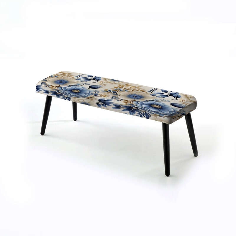 Banc rembourré floral noir, Classic Blue Harmony Bouquet