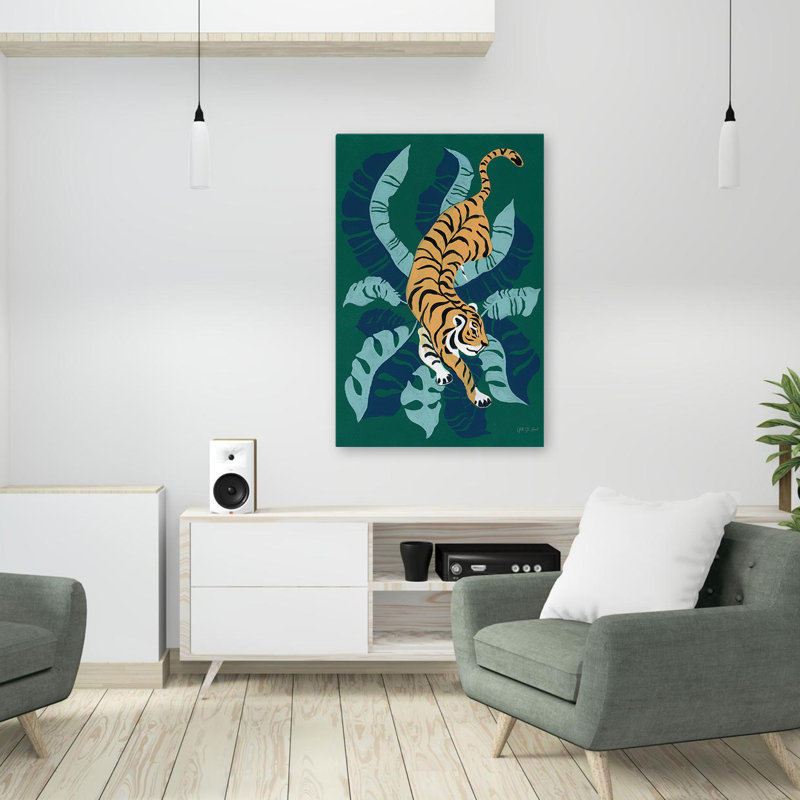 Tigre rôdant contemporain et BCBG, H 36 po x l 24 po