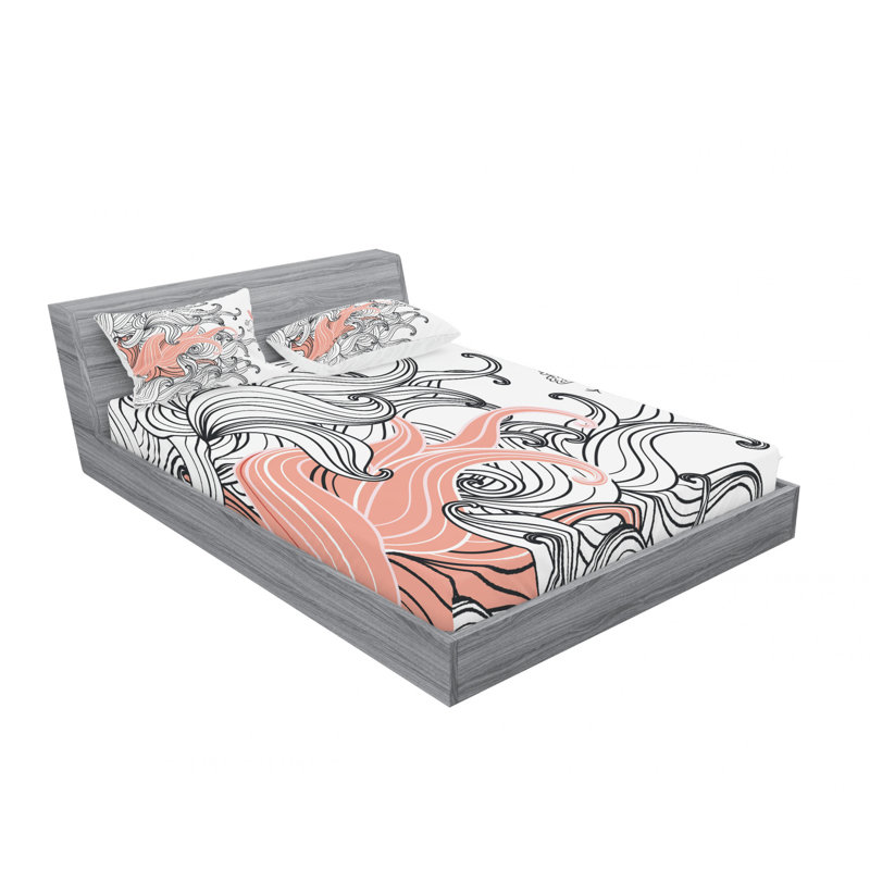 Microfiber Abstract Sheet Set, Queen Sheet Set with Fitted Sheet