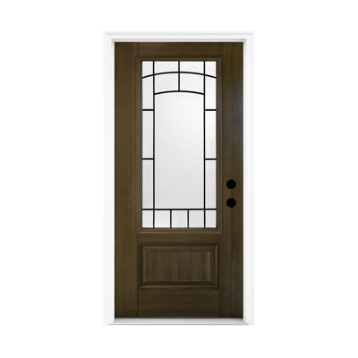 Porte d'entrée classique en fibre de verre pour plus d'intimité, idéale pour l'entrée principale