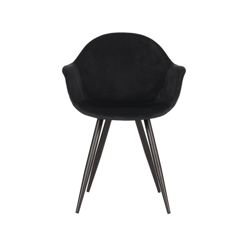 Feather 49cm H Velvet Upholstered Armchair, Black