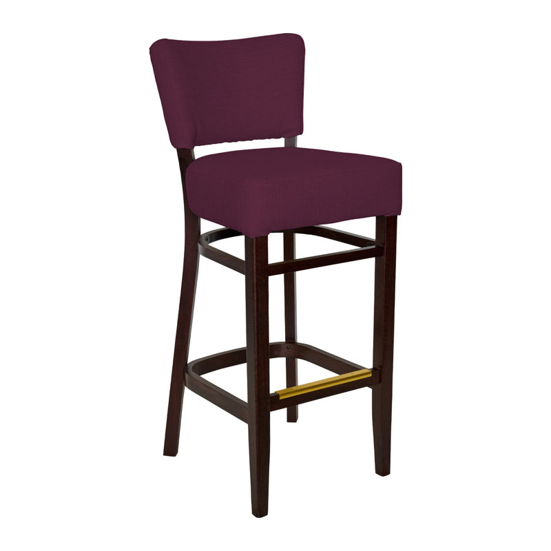 Tabouret de bar Madison, Bois brun foncé, Rouge vin
