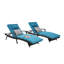 Ensemble de 2 chaises longues d'extérieur en osier avec coussins, chaise longue inclinable en osier-134933687