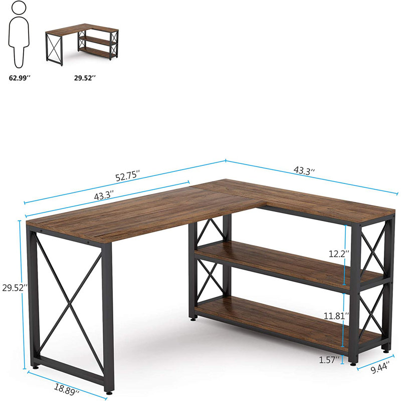 Inbox Zero 52.75'' Desk & Reviews | Wayfair