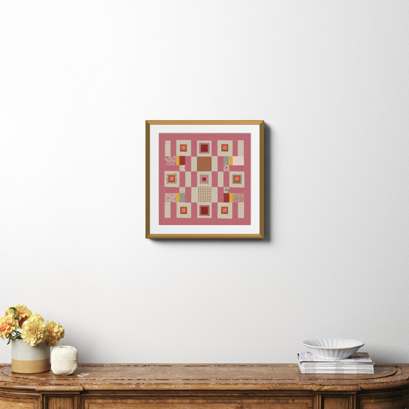 Courtepointe Pink Cottage, Papier avec cadre doré, Oui, H 20 po x l 20 po x P 0,75 po