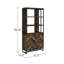 Armoire 3 portes rustique avec cadre à 2 portes en chêne foncé et bronze industriel