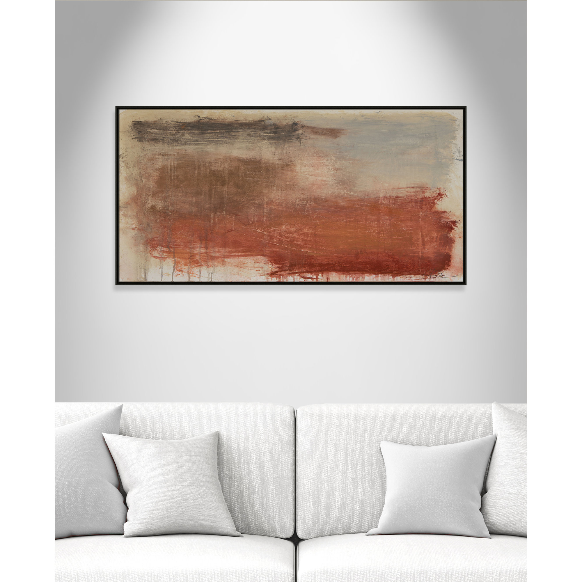Autumn Over The Rivera Print by , 31.5" H x 61.5" W, Espresso