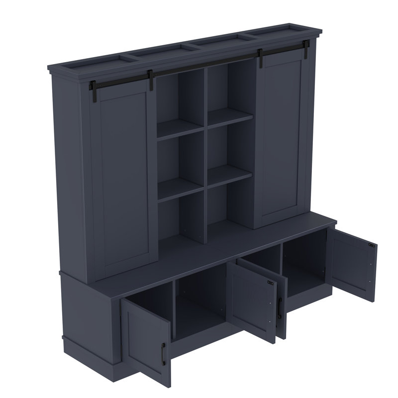 The Multifunctional Entryway Cabinet Features Sliding Rails For Ample Storage Space, Blue