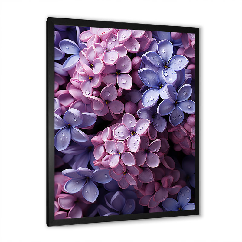Vibrant parfum Lilac Blossoms II - impression, Cadre simple noir, H 44 po x l 34 po x P 1,5 po
