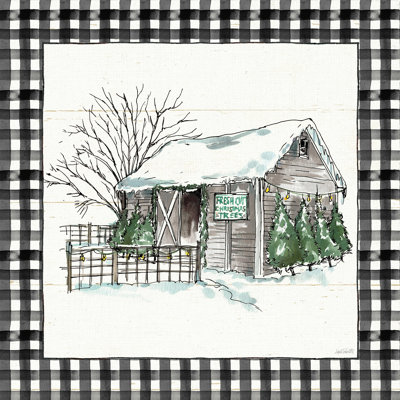 " Holiday on the Farm IV BW Buffalo Check " Watercolor Painting
