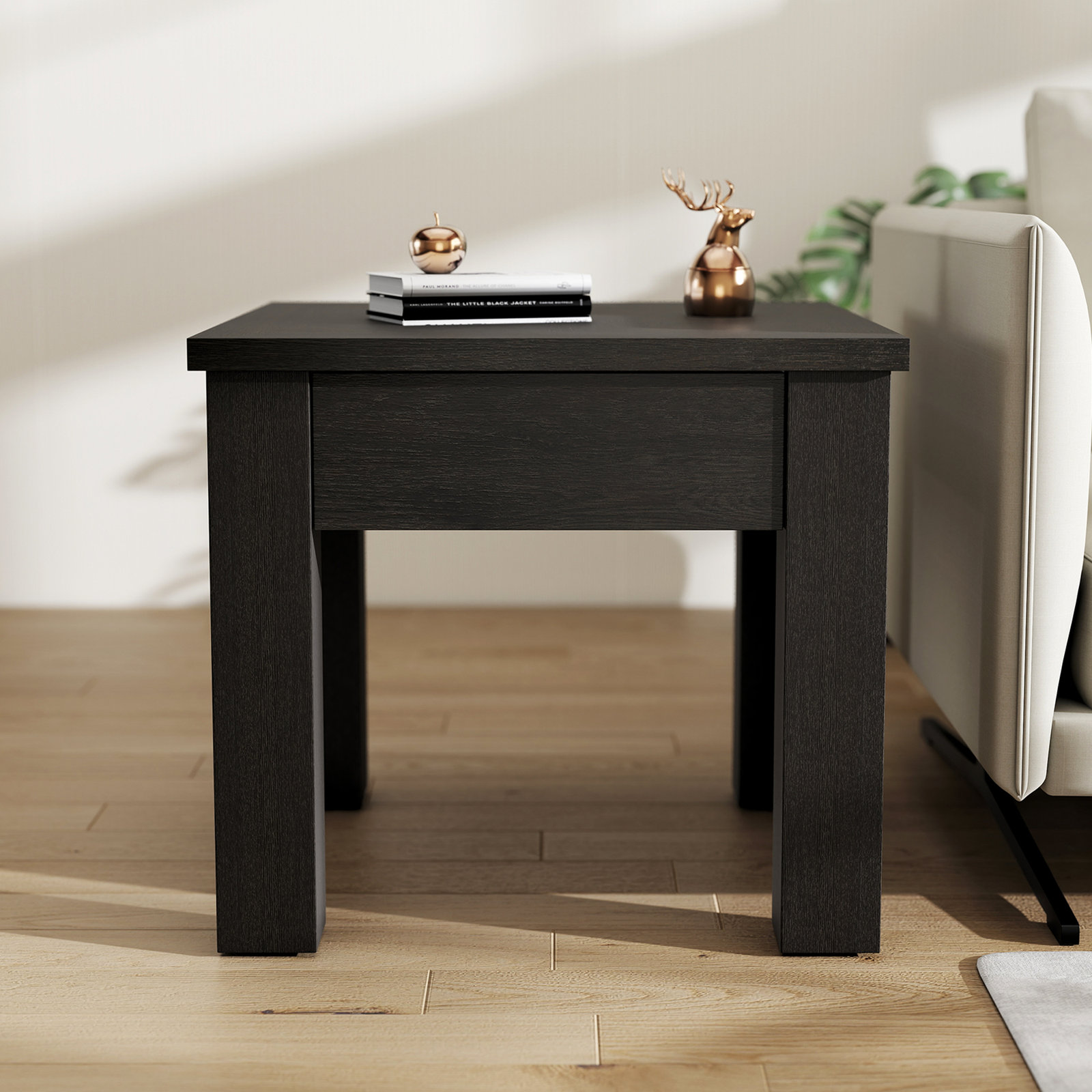 Dutton 26" Oak End Table, Cracked Espresso
