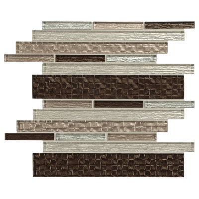 Carrelage mosaïque en verre linéaire aléatoire de 12 po x 15 po Itona (ensemble de 10) (9,80 pieds carrés par carton)