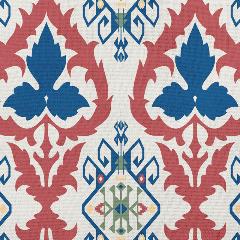 Coussin décoratif d'intérieur/d'extérieur, Bleu cobalt foncé / rouge, 16 po x 16 po