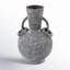 Ceramic Textured Decorative Vase with Ring Handles-1760126920