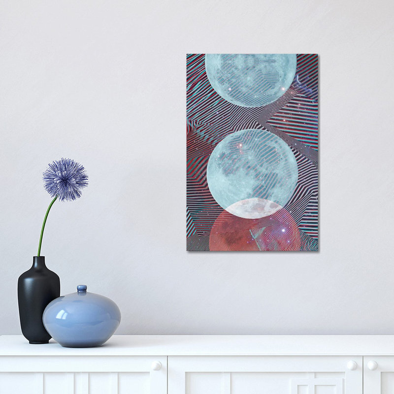 Techno Moon by Emanuela Carratoni - Wrapped Canvas Gallery-Wrapped Canvas Giclée