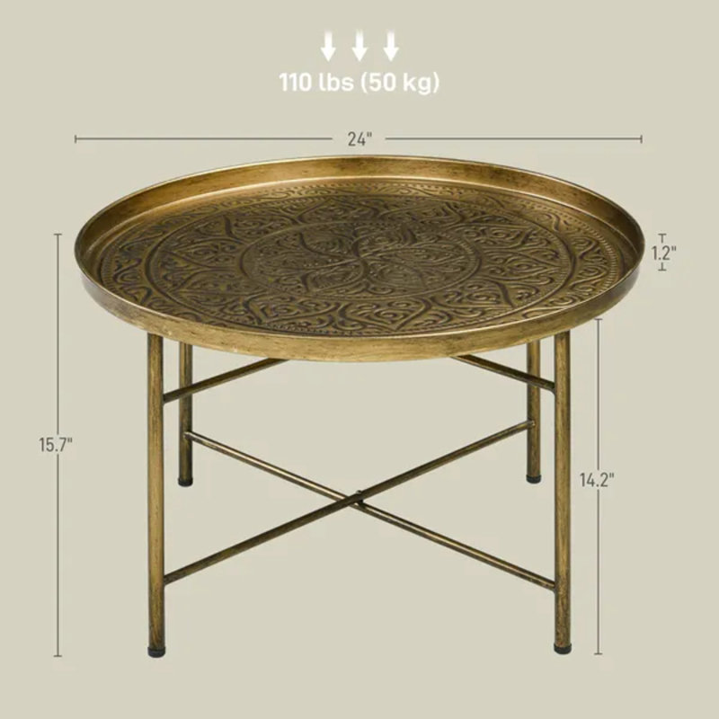 Table basse ronde en métal 26,78 x 26,78 x 4,73 po - AOSOM, Noir