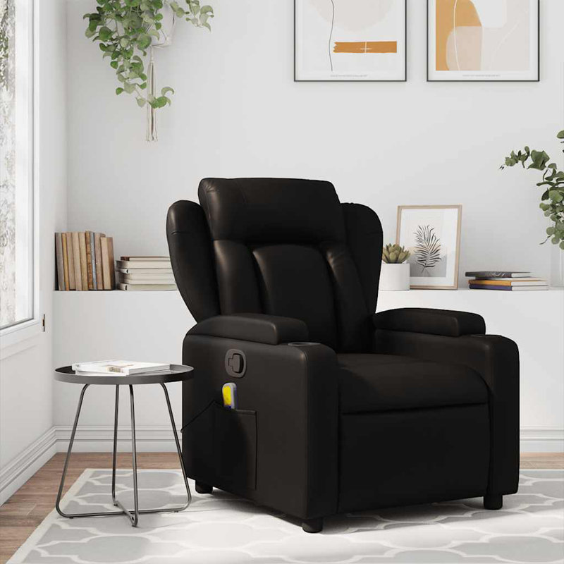  Massage Recliner Chair Black, Black