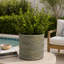 Jardinière cylindrique, motifs de plumes surélevées, terre cuite grise et dorée 7 pouces