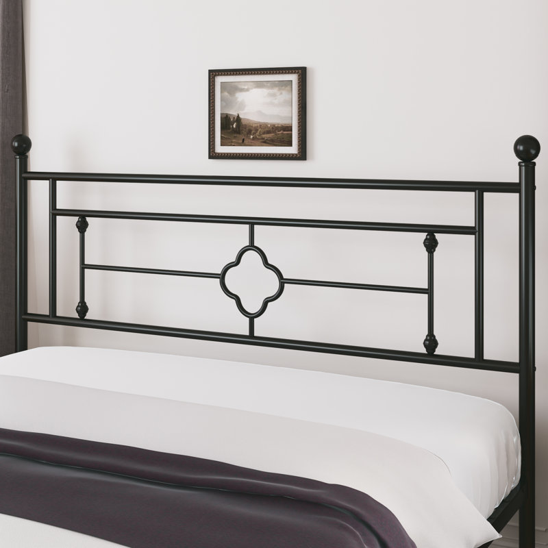 Ajayceon Metal Platform Bed Frame With Vintage-Style Headboard And Footboard, King, Black