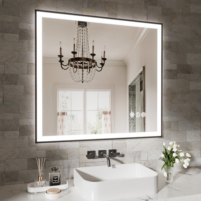 84X32 Inch Led Bathroom Mirror, Smart Adjustable Brightness From 10% - 100%, 3 Color Temperature Options, Built In Fog, Wall Switch Control, Shatterproof Design Mirror: Dim To Choose 3000K, 4500K Or
