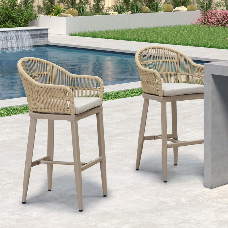 Tabourets de bar et de hauteur pour patio Aleza, Beige, Champagne, Tabourets de bar (siège d'une hauteur de 28,54 po