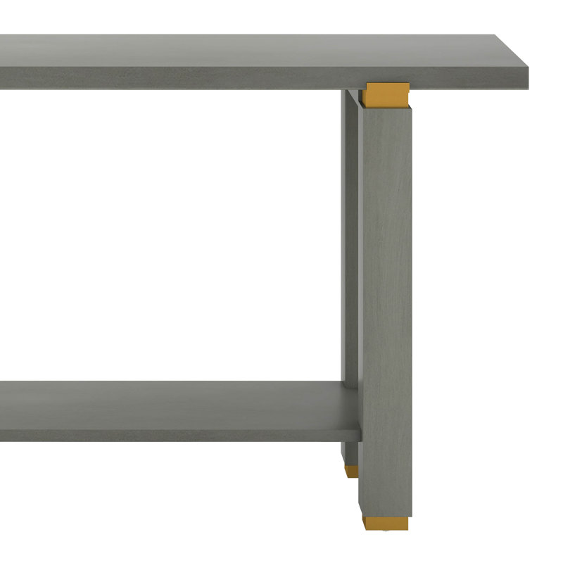 Console de 62,9 po avec console minimaliste moderne, canapé d'entrée en bois de pin massif avec détails en métal, tablette de rangement ouverte