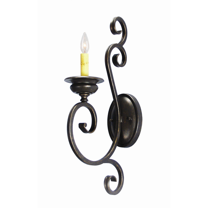 Fernando Candle Wall Light, Golden Verde Premium, Aged Celadon Parchment