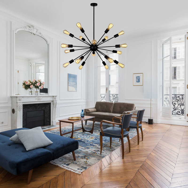 Lustre sphérique spoutnik 18 lumières Hajirah, Noir