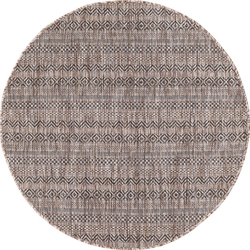 Tapis d'extérieur scintillant brun clair, Rond 4 pi