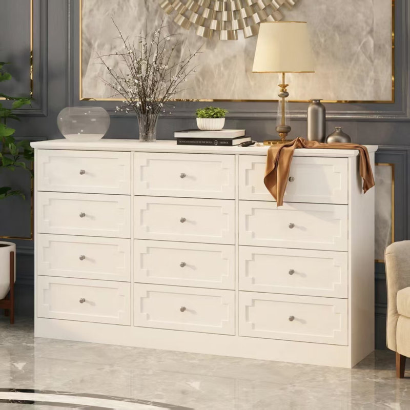 Delayla 61" Wide 12 Drawers Dresser, White