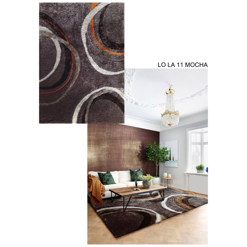 Tapis intérieur / extérieur gris capitonné abstrait Karlijn, Rectangle 5 pi x 7 pi