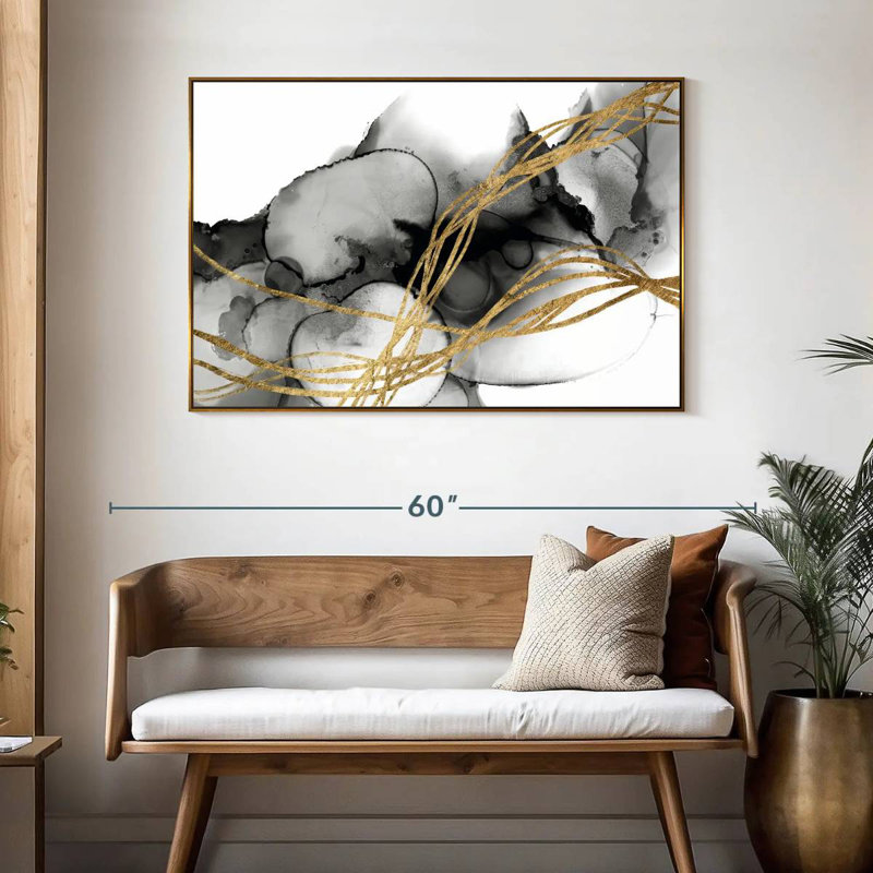 Matrice ondulée II, 46 po x 31 po, Cadre flottant doré