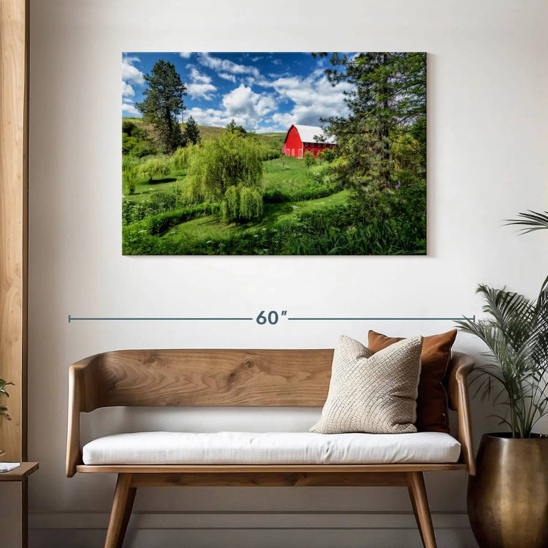 Alvord, belle grange rouge et jardins à Palouse, H 30 po x l 45 po