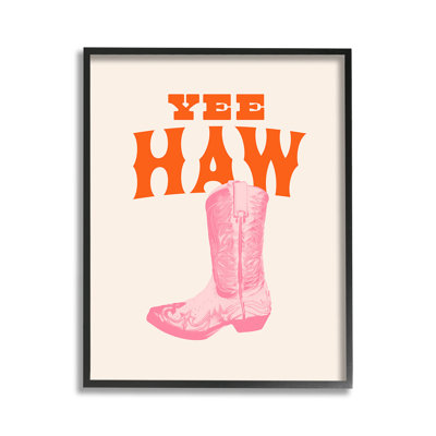 Yee Haw Cowboy Boot, art de la giclée encadrée par Victoria Barnes