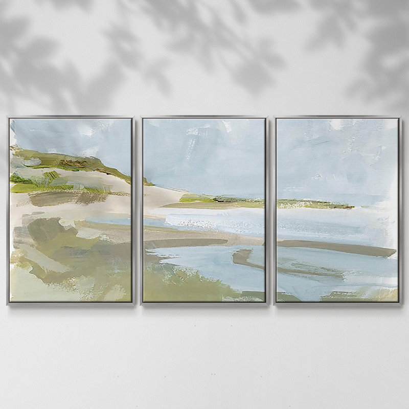 Sea Cove Impression II, 3 pièces, Encadrement argenté, H 40 po x l 78 po x P 2 po