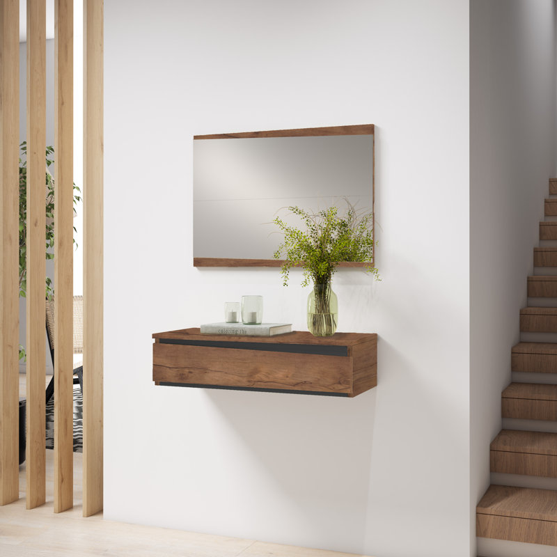 Lineberger Floating Shelf, Rustic Brown/Grey