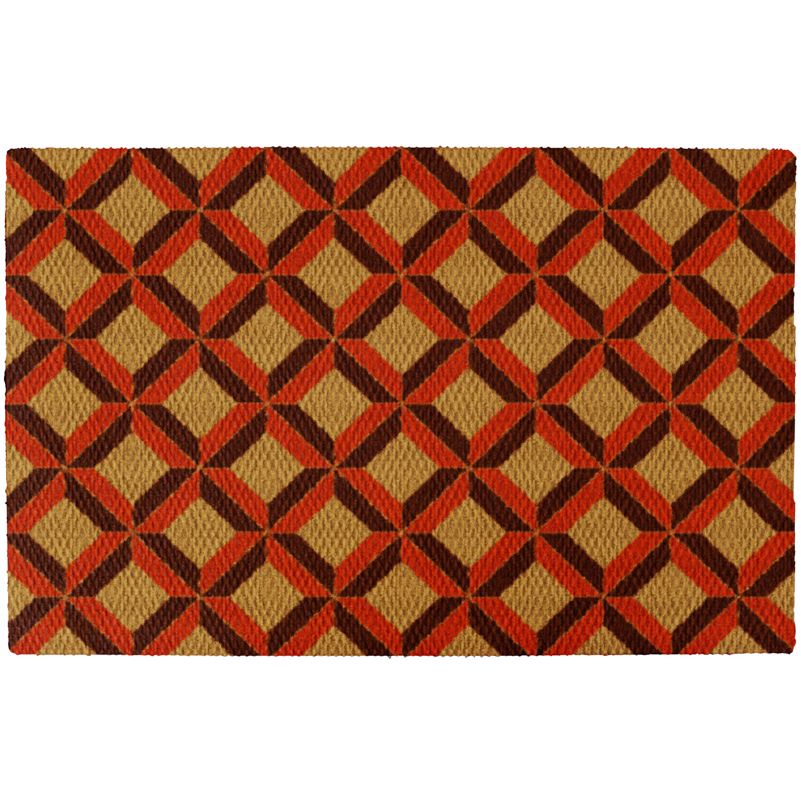 Neighburly Non-Slip Geometric Doormat, Orange