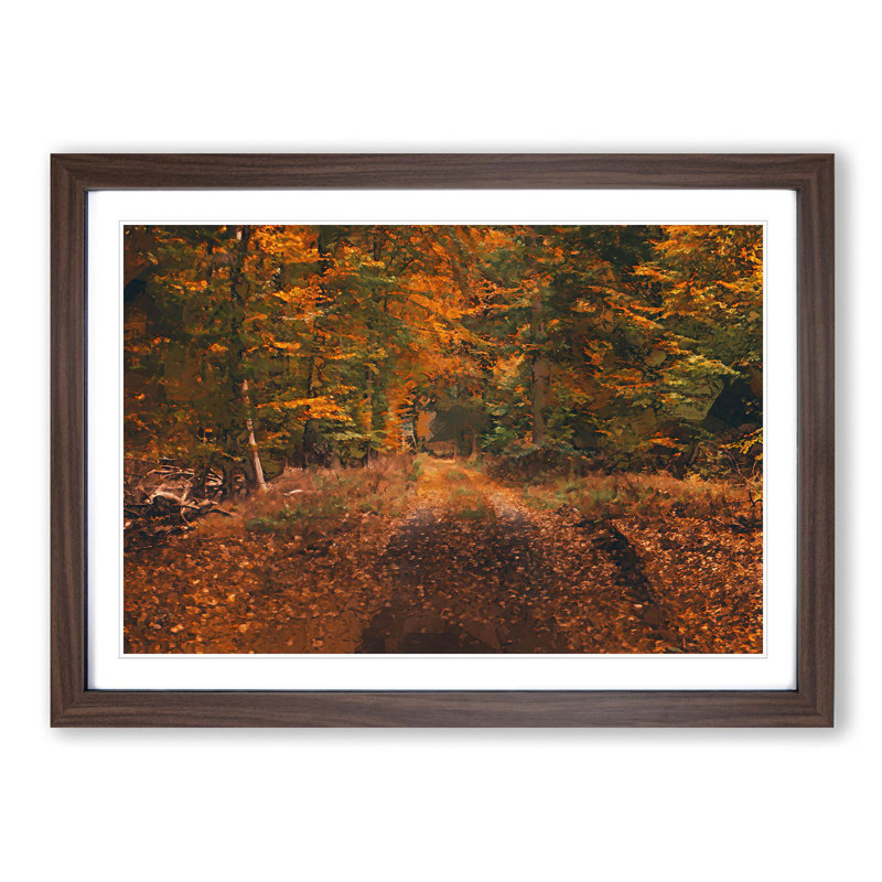 Magical Autumn Forest in Germany in Abstract - Picture Frame Graphic Art Print, 60cm H x 91cm W x 2cm D, Walnut