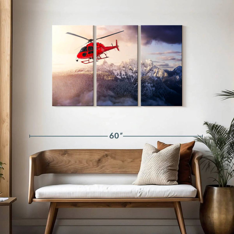 Mehar Flying Red Helicopter, 28" H x 45" W