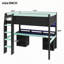 Lit mezzanine avec lumières DEL multicolores, panneau perforé et bureau de jeu intégré-1423945408