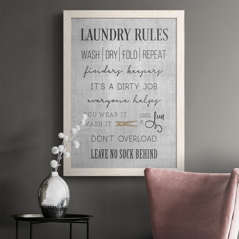 " Neutral Laundry Rules ", White, 37.5" H x 27.5" W x 1" D