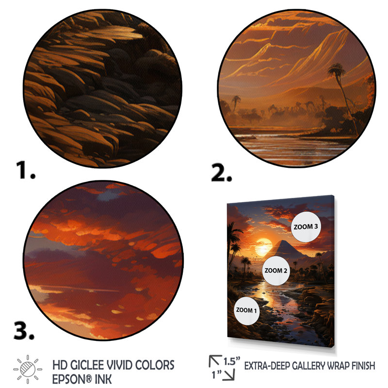 Égypte Golden Horizons River II - Égypte, impressions sur toile, Toile tendue, H 32 po x l 16 po x P 1 po
