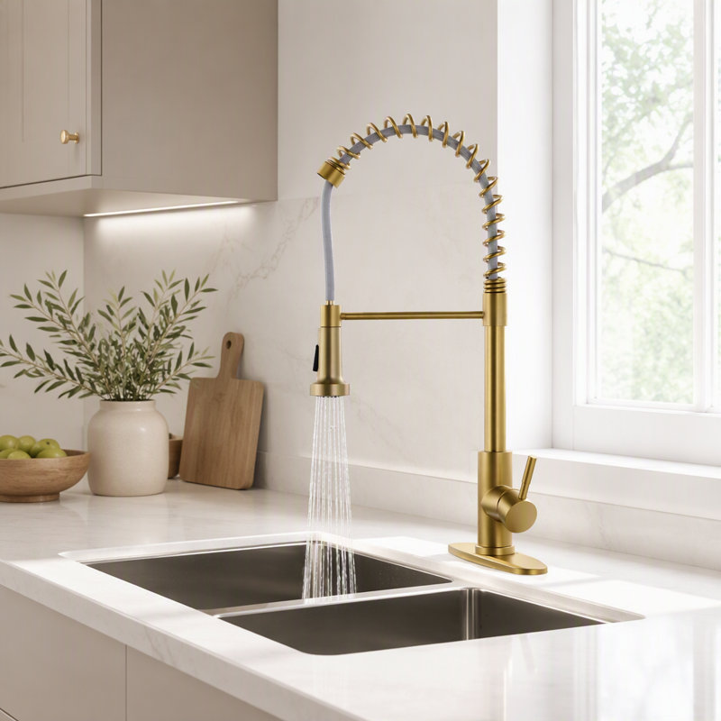 Robinet de cuisine polyvalent avec douchette extractible, bec rotatif à arc élevé et surface anticorrosion pour un nettoyage facile et un maximum de praticité.